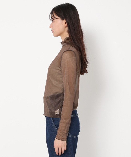 mysty woman（ミスティウーマン）の「シアーラメハイネックインナー　977533（Tシャツ/カットソー・レディース・アイボリー/チャコールグレー/ブラウン/オレンジ/ブルー系その他・FREE）」の13枚目の写真