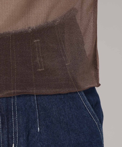 mysty woman（ミスティウーマン）の「シアーラメハイネックインナー　977533（Tシャツ/カットソー・レディース・アイボリー/チャコールグレー/ブラウン/オレンジ/ブルー系その他・FREE）」の18枚目の写真