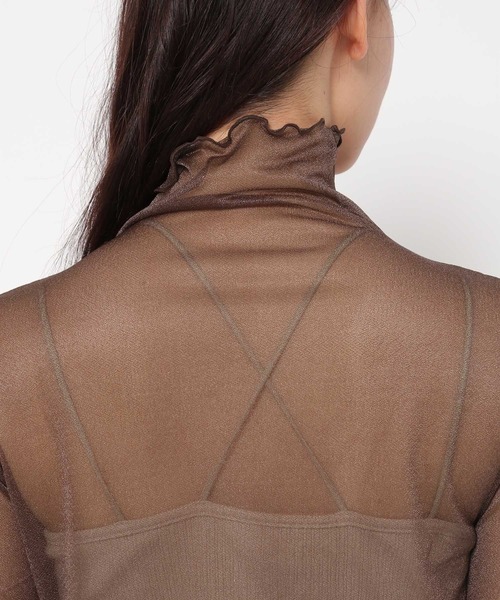 mysty woman（ミスティウーマン）の「シアーラメハイネックインナー　977533（Tシャツ/カットソー・レディース・アイボリー/チャコールグレー/ブラウン/オレンジ/ブルー系その他・FREE）」の19枚目の写真