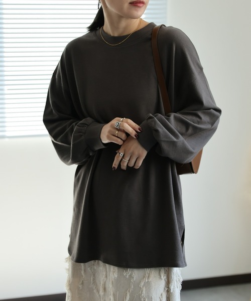 ap retro（アプレトロ）の「【ap retro basic】クルーネックTシャツ / ロンT / 長袖T（Tシャツ/カットソー・レディース・オフホワイト/チャコールグレー/ライトグレー/ブラック・FREE）」の5枚目の写真