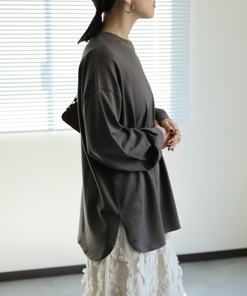 ap retro（アプレトロ）の「【ap retro basic】クルーネックTシャツ / ロンT / 長袖T（Tシャツ/カットソー・レディース・オフホワイト/チャコールグレー/ライトグレー/ブラック・FREE）」の10枚目の写真