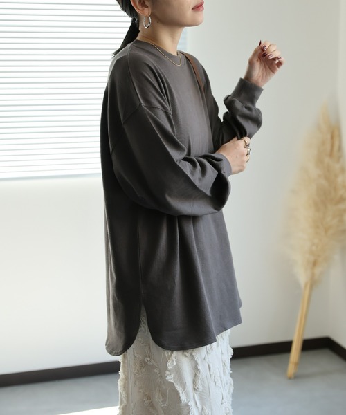 ap retro（アプレトロ）の「【ap retro basic】クルーネックTシャツ / ロンT / 長袖T（Tシャツ/カットソー・レディース・オフホワイト/チャコールグレー/ライトグレー/ブラック・FREE）」の11枚目の写真