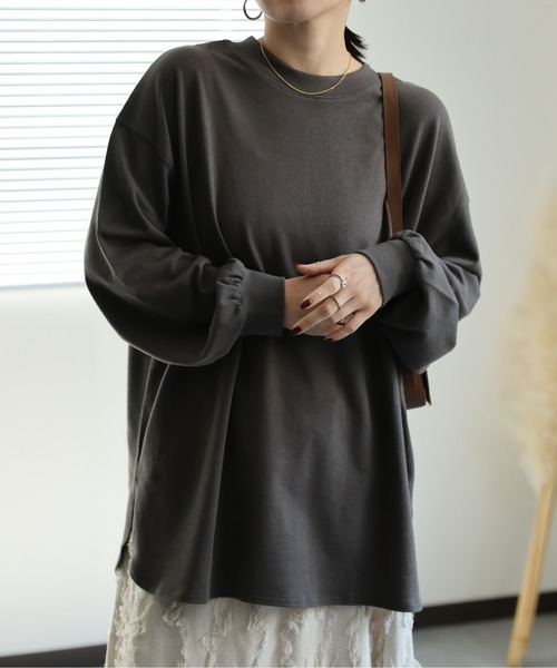 ap retro（アプレトロ）の「【ap retro basic】クルーネックTシャツ / ロンT / 長袖T（Tシャツ/カットソー・レディース・オフホワイト/チャコールグレー/ライトグレー/ブラック・FREE）」の13枚目の写真