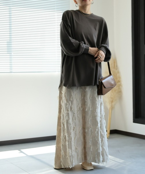 ap retro（アプレトロ）の「【ap retro basic】クルーネックTシャツ / ロンT / 長袖T（Tシャツ/カットソー・レディース・オフホワイト/チャコールグレー/ライトグレー/ブラック・FREE）」の14枚目の写真