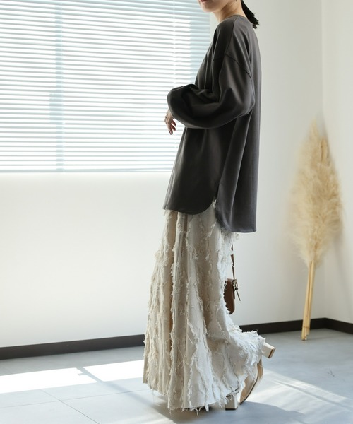 ap retro（アプレトロ）の「【ap retro basic】クルーネックTシャツ / ロンT / 長袖T（Tシャツ/カットソー・レディース・オフホワイト/チャコールグレー/ライトグレー/ブラック・FREE）」の16枚目の写真