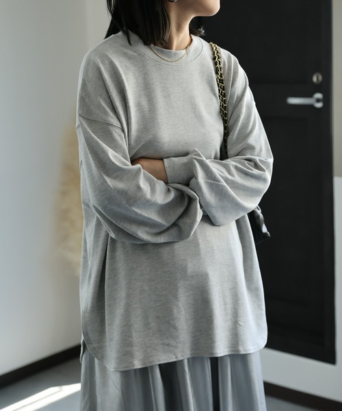 ap retro（アプレトロ）の「【ap retro basic】クルーネックTシャツ / ロンT / 長袖T（Tシャツ/カットソー・レディース・オフホワイト/チャコールグレー/ライトグレー/ブラック・FREE）」の19枚目の写真