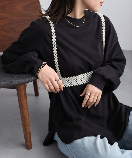 humoresque crewneck T クルーネック KA1204s 定価19800円 コットン 長袖Ｔシャツ カットソー ロンＴ ブラック レディース ユーモレスク【中古】5-0412M△ humoresque | ユーモレスク