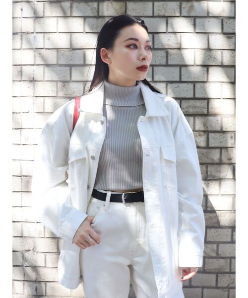 EVRIS（エヴリス）の「タートルショートニット（ニット/セーター・レディース・ホワイト/ブラック/ネイビー/グレー・FREE）」の22枚目の写真