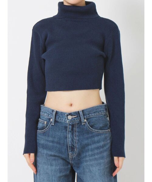 EVRIS（エヴリス）の「タートルショートニット（ニット/セーター・レディース・ホワイト/ブラック/ネイビー/グレー・FREE）」の6枚目の写真