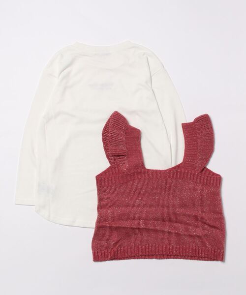 Right-on(ライトオン)の「【VIVIAN BLUE】ラメニットビスチェレイヤード(ニット/セーター・キッズ・ホワイト/レッド・150/120/130/140)」の3枚目の写真