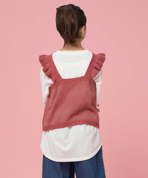 Right-on(ライトオン)の「【VIVIAN BLUE】ラメニットビスチェレイヤード(ニット/セーター・キッズ・ホワイト/レッド・150/120/130/140)」の6枚目の写真