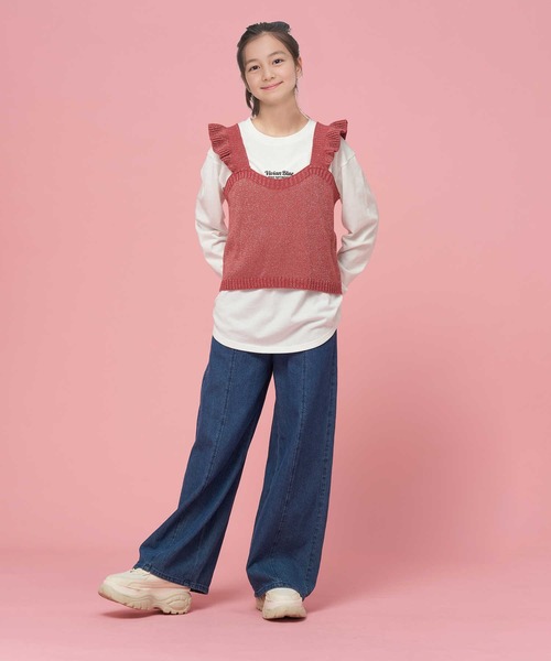 Right-on(ライトオン)の「【VIVIAN BLUE】ラメニットビスチェレイヤード(ニット/セーター・キッズ・ホワイト/レッド・150/120/130/140)」の7枚目の写真