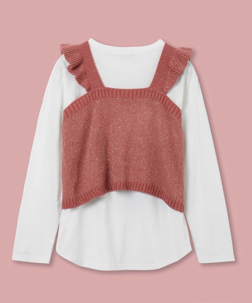 Right-on(ライトオン)の「【VIVIAN BLUE】ラメニットビスチェレイヤード(ニット/セーター・キッズ・ホワイト/レッド・150/120/130/140)」の11枚目の写真