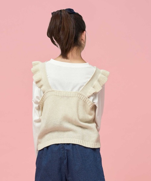 Right-on(ライトオン)の「【VIVIAN BLUE】ラメニットビスチェレイヤード(ニット/セーター・キッズ・ホワイト/レッド・150/120/130/140)」の4枚目の写真