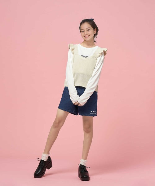 Right-on(ライトオン)の「【VIVIAN BLUE】ラメニットビスチェレイヤード(ニット/セーター・キッズ・ホワイト/レッド・150/120/130/140)」の5枚目の写真