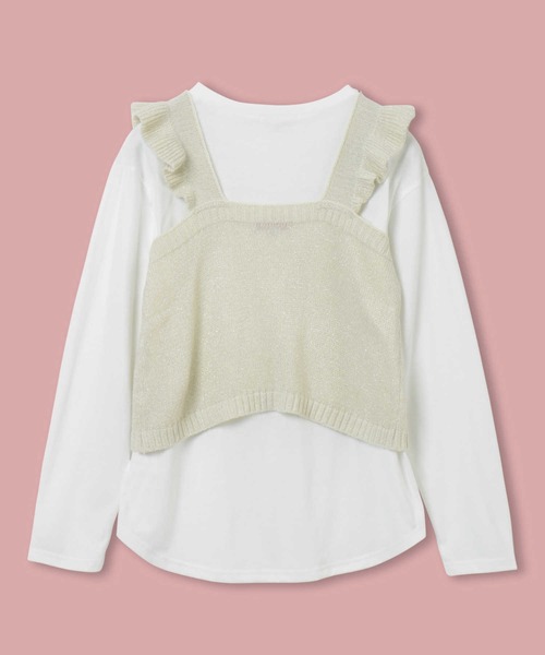 Right-on(ライトオン)の「【VIVIAN BLUE】ラメニットビスチェレイヤード(ニット/セーター・キッズ・ホワイト/レッド・150/120/130/140)」の9枚目の写真