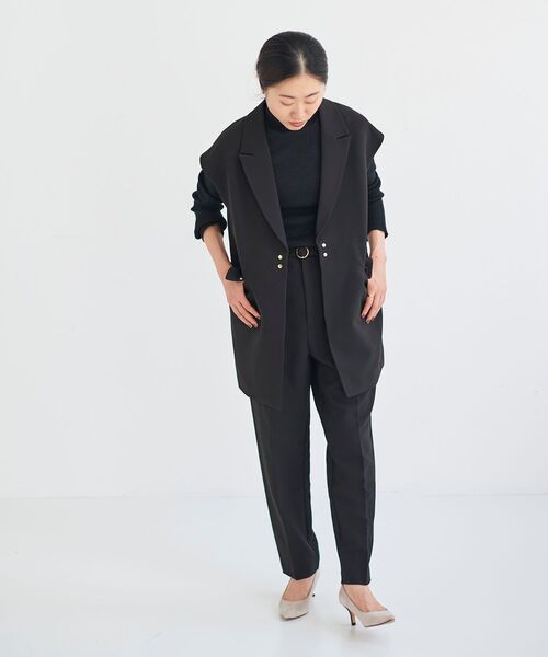 le.coeur blanc（ルクールブラン）の「テーラードジレ（ベスト・レディース・ベージュ/ブラック・38）」の3枚目の写真