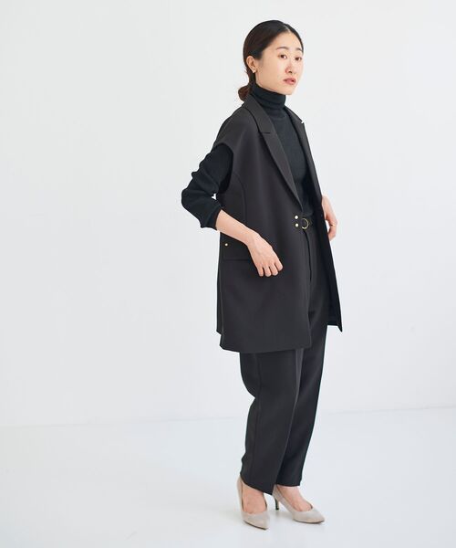 le.coeur blanc（ルクールブラン）の「テーラードジレ（ベスト・レディース・ベージュ/ブラック・38）」の4枚目の写真