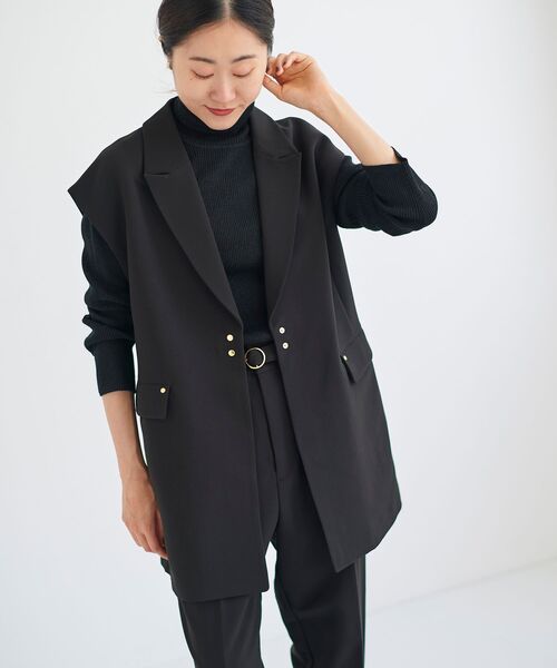 le.coeur blanc（ルクールブラン）の「テーラードジレ（ベスト・レディース・ベージュ/ブラック・38）」の8枚目の写真