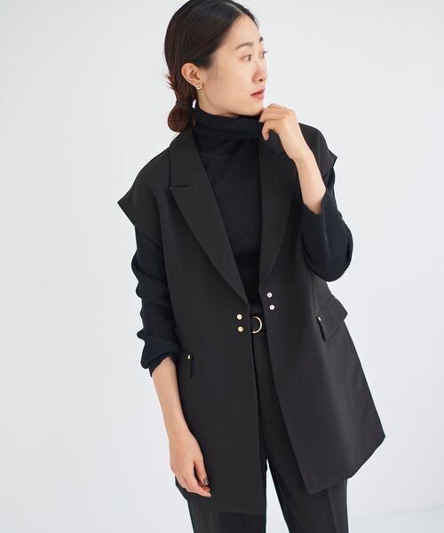 le.coeur blanc（ルクールブラン）の「テーラードジレ（ベスト・レディース・ベージュ/ブラック・38）」の9枚目の写真