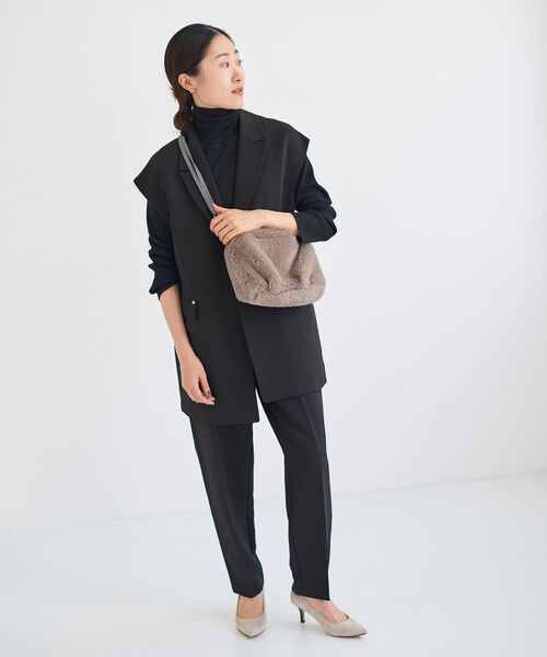 le.coeur blanc（ルクールブラン）の「テーラードジレ（ベスト・レディース・ベージュ/ブラック・38）」の12枚目の写真