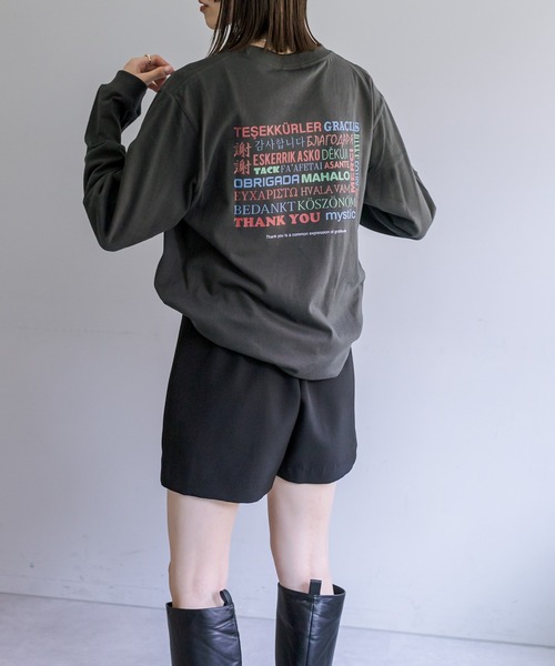 mystic（ミスティック）の「30th Anniversary ロングTシャツ（Tシャツ/カットソー・レディース・オフホワイト/チャコールグレー・FREE）」の10枚目の写真