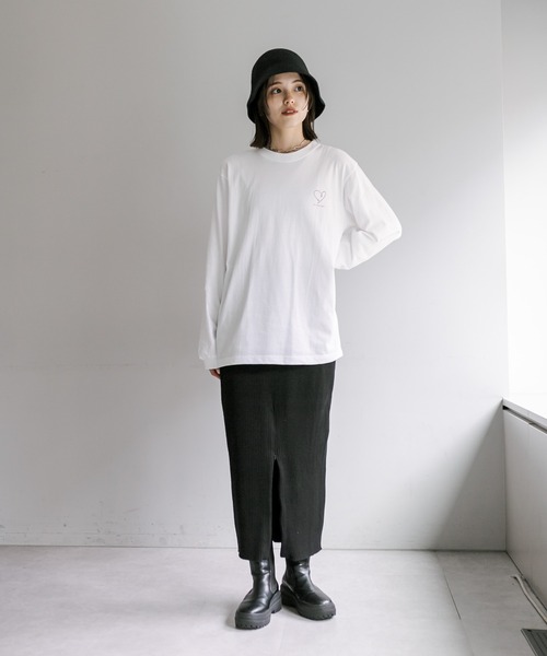mystic（ミスティック）の「30th Anniversary ロングTシャツ（Tシャツ/カットソー・レディース・オフホワイト/チャコールグレー・FREE）」の21枚目の写真
