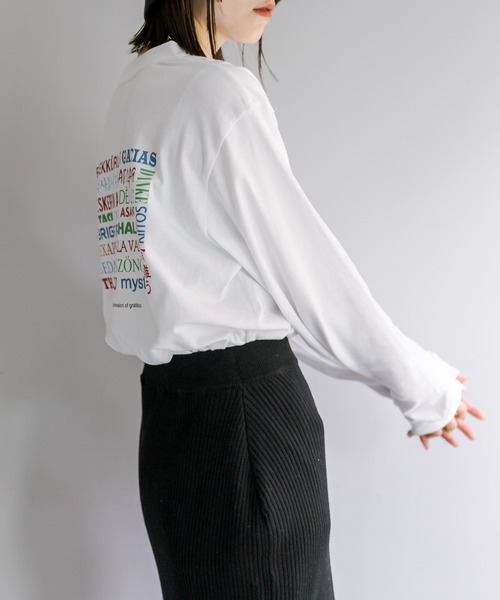 mystic（ミスティック）の「30th Anniversary ロングTシャツ（Tシャツ/カットソー・レディース・オフホワイト/チャコールグレー・FREE）」の18枚目の写真