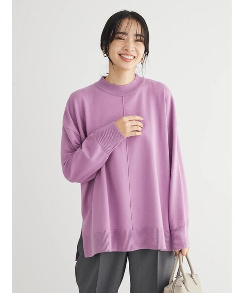 Green　Parks（グリーンパークス）の「もちやわモックネックプルオーバー（Tシャツ/カットソー・レディース・イエロー/杢グレー/ライトベージュ/ブルー/ブラック/パープル・FREE）」の10枚目の写真