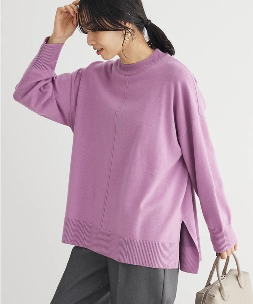 Green　Parks（グリーンパークス）の「もちやわモックネックプルオーバー（Tシャツ/カットソー・レディース・イエロー/杢グレー/ライトベージュ/ブルー/ブラック/パープル・FREE）」の5枚目の写真