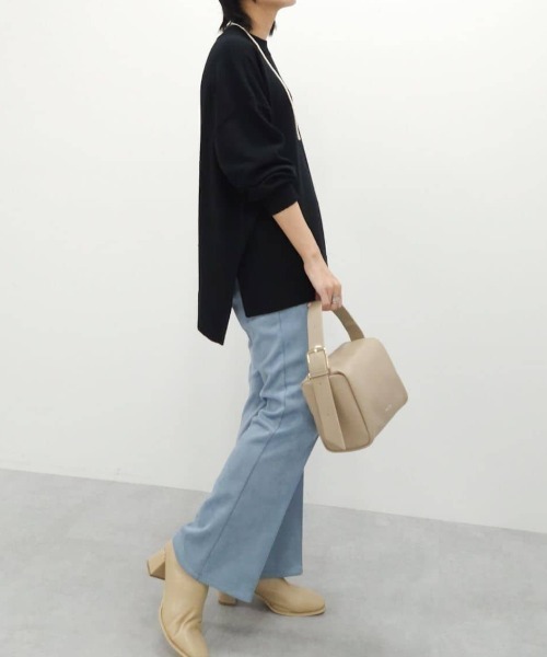 Green　Parks（グリーンパークス）の「もちやわモックネックプルオーバー（Tシャツ/カットソー・レディース・イエロー/杢グレー/ライトベージュ/ブルー/ブラック/パープル・FREE）」の9枚目の写真