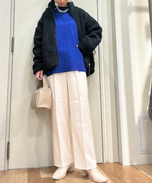 Green　Parks（グリーンパークス）の「もちやわモックネックプルオーバー（Tシャツ/カットソー・レディース・イエロー/杢グレー/ライトベージュ/ブルー/ブラック/パープル・FREE）」の7枚目の写真