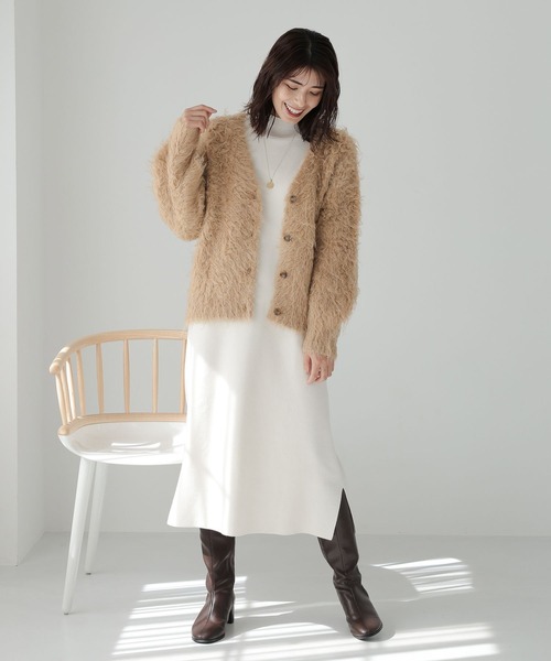 Elura（エルーラ）の「シャギーカーディガン ファーカーディガン（カーディガン/ボレロ・レディース・ブラウン系その他2/チャコールグレー/アイボリー・FREE）」の6枚目の写真