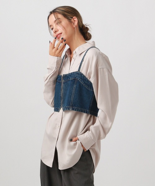 BAYFLOW(ベイフロー)の「2WAYスタンダードシャツ(シャツ/ブラウス・レディース・ブルー/カーキ/グレイッシュベージュ/ラベンダー・FREE)」の14枚目の写真