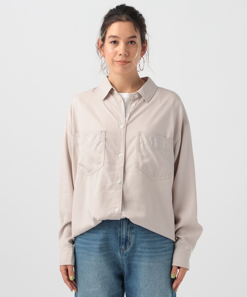 BAYFLOW(ベイフロー)の「2WAYスタンダードシャツ(シャツ/ブラウス・レディース・ブルー/カーキ/グレイッシュベージュ/ラベンダー・FREE)」の18枚目の写真