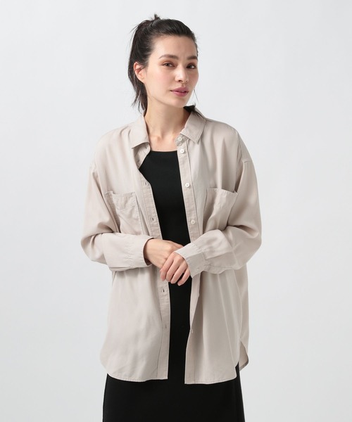 BAYFLOW(ベイフロー)の「2WAYスタンダードシャツ(シャツ/ブラウス・レディース・ブルー/カーキ/グレイッシュベージュ/ラベンダー・FREE)」の13枚目の写真