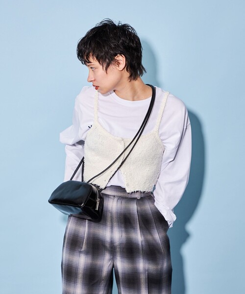 CITEN(シテン)の「<CITEN>モジャモジャ ニット キャミソール(キャミソール・レディース・ライトブルー/ホワイト・FREE)」の12枚目の写真