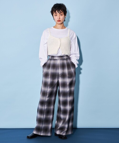 CITEN(シテン)の「<CITEN>モジャモジャ ニット キャミソール(キャミソール・レディース・ライトブルー/ホワイト・FREE)」の13枚目の写真