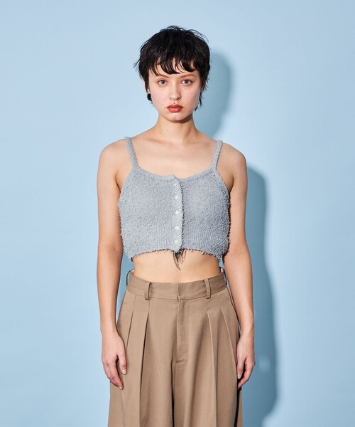 CITEN(シテン)の「<CITEN>モジャモジャ ニット キャミソール(キャミソール・レディース・ライトブルー/ホワイト・FREE)」の3枚目の写真