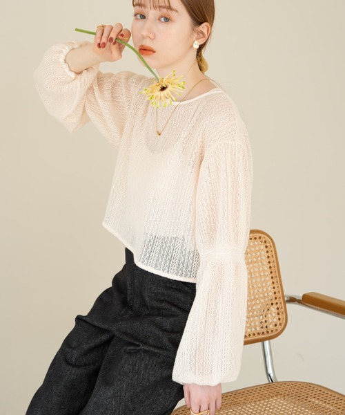 hinari（ヒナリ）の「2WAYシャーリングレーストップス（シャツ/ブラウス・レディース・ナチュラル/ホワイト・FREE）」の20枚目の写真