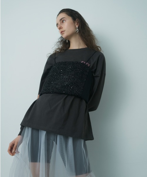 emmi(エミ)の「【emmi atelier】スパンコールビスチェ(シャツ/ブラウス・レディース・ライトブルー/ブラック・FREE)」の19枚目の写真