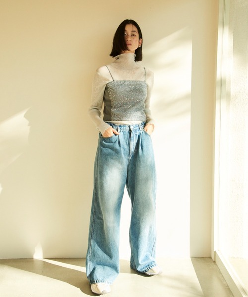 emmi(エミ)の「【emmi atelier】スパンコールビスチェ(シャツ/ブラウス・レディース・ライトブルー/ブラック・FREE)」の16枚目の写真