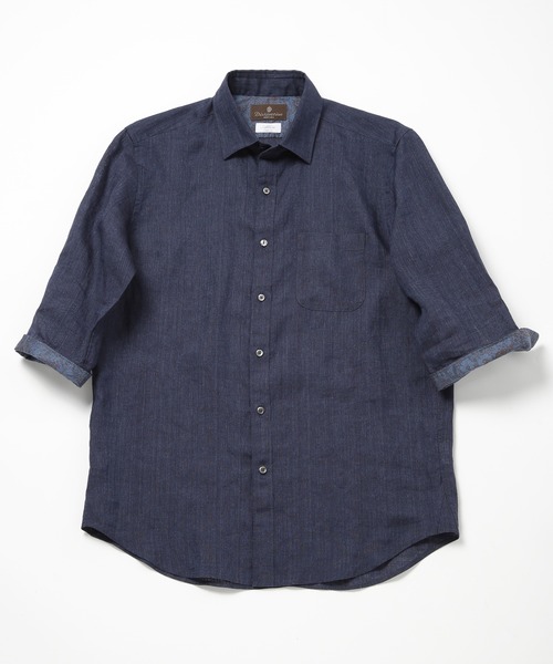 MEN'S BIGI（メンズビギ）の「ALBINI 7分リネンシャツ（シャツ/ブラウス・メンズ・ブルー/ワイン/ベージュ/ネイビー・01/02/03/04）」の2枚目の写真