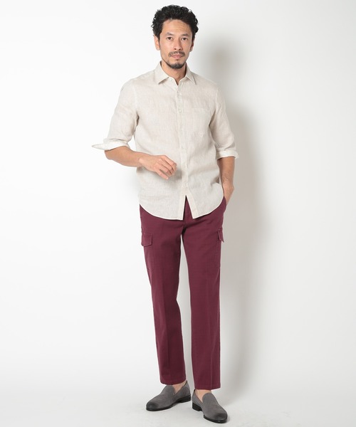MEN'S BIGI（メンズビギ）の「ALBINI 7分リネンシャツ（シャツ/ブラウス・メンズ・ブルー/ワイン/ベージュ/ネイビー・01/02/03/04）」の6枚目の写真