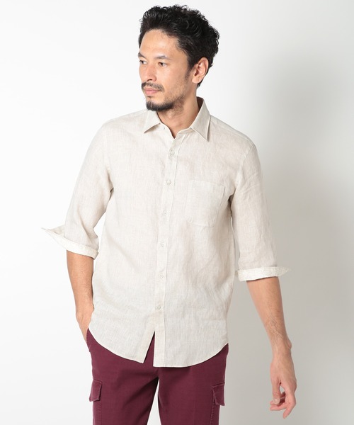 MEN'S BIGI（メンズビギ）の「ALBINI 7分リネンシャツ（シャツ/ブラウス・メンズ・ブルー/ワイン/ベージュ/ネイビー・01/02/03/04）」の8枚目の写真