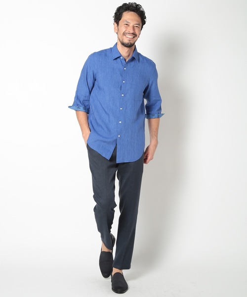 MEN'S BIGI（メンズビギ）の「ALBINI 7分リネンシャツ（シャツ/ブラウス・メンズ・ブルー/ワイン/ベージュ/ネイビー・01/02/03/04）」の21枚目の写真