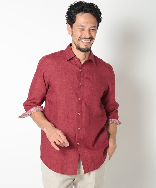 MEN'S BIGI（メンズビギ）の「ALBINI 7分リネンシャツ（シャツ/ブラウス・メンズ・ブルー/ワイン/ベージュ/ネイビー・01/02/03/04）」の11枚目の写真