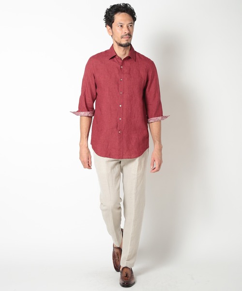MEN'S BIGI（メンズビギ）の「ALBINI 7分リネンシャツ（シャツ/ブラウス・メンズ・ブルー/ワイン/ベージュ/ネイビー・01/02/03/04）」の22枚目の写真
