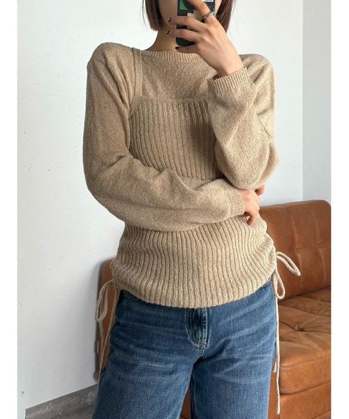 Bonjour Sagan（ボンジュールサガン）の「[SET]ミックスニットキャミ×カーディガン（アンサンブル・レディース・ライトグレー/オフホワイト/ベージュ・FREE）」の3枚目の写真