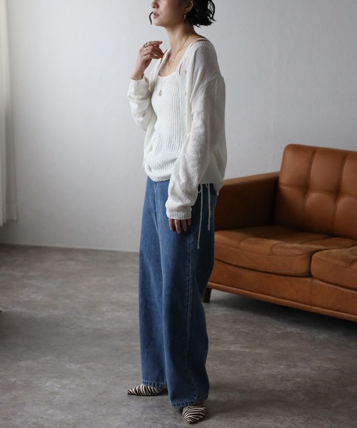 Bonjour Sagan（ボンジュールサガン）の「[SET]ミックスニットキャミ×カーディガン（アンサンブル・レディース・ライトグレー/オフホワイト/ベージュ・FREE）」の6枚目の写真